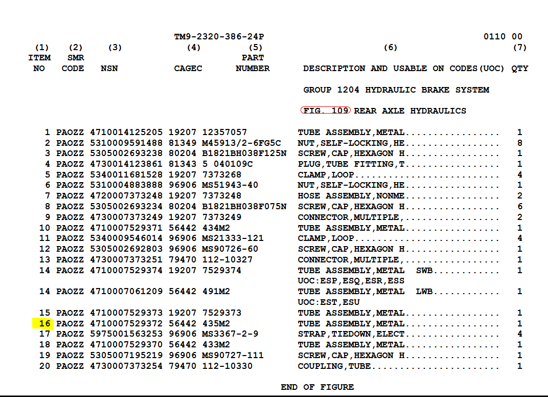 Left Hand Rear Axle Wheel Cylinder Metal Hydraulic Line M35A2 M35A3